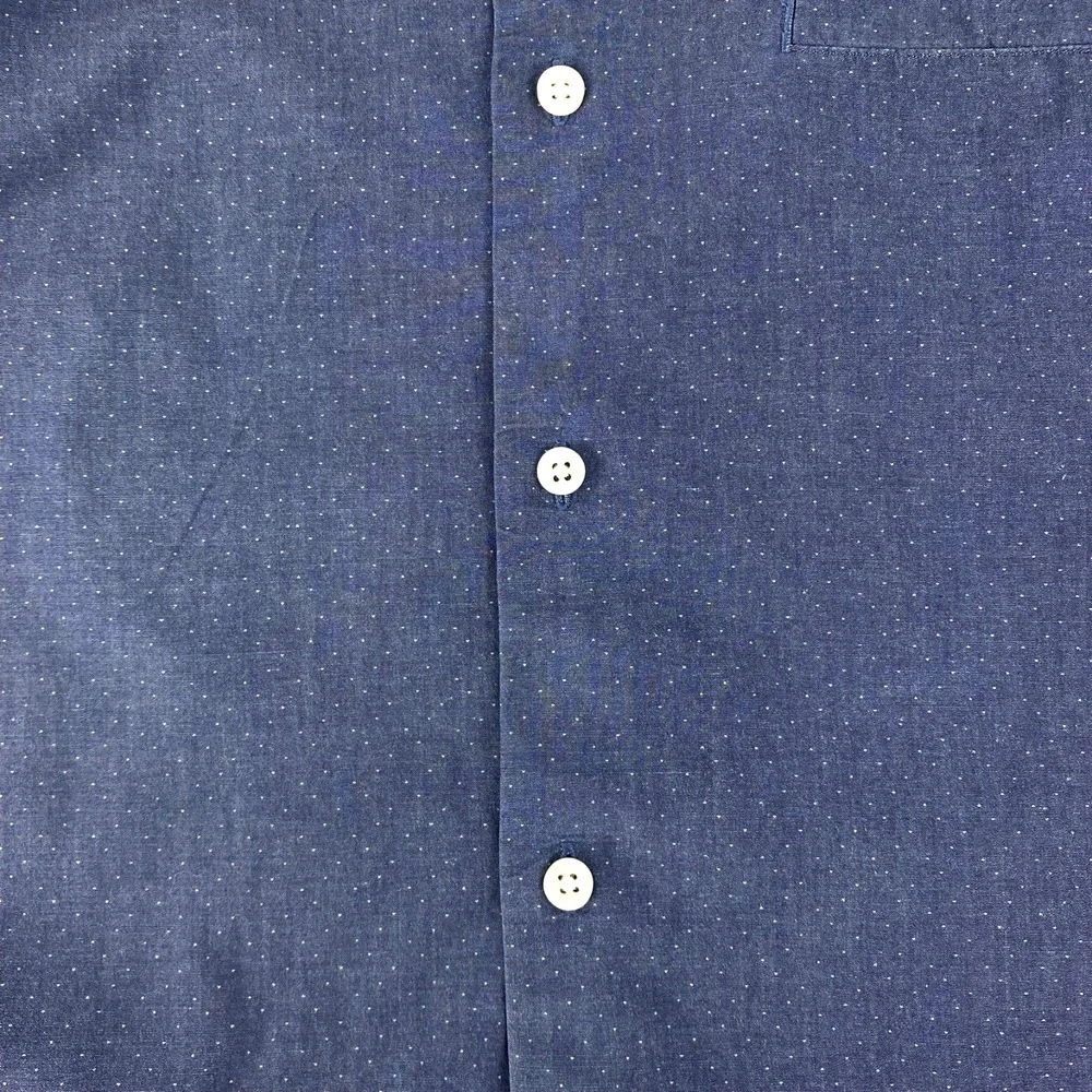Banana Republic Short Sleeve Shirt Mens L Slim Stretch Chambray LKNU Button Down